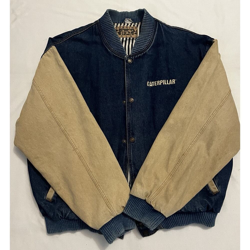 Men’s Unisex Vintage CAT Caterpillar Denim Jacket Size 2XL